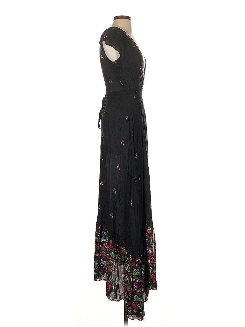 Jens Pirate Booty Black Tie Waist V-Neck Maxi Dress S| Cottagecore Coastal Boho - Picture 6 of 15